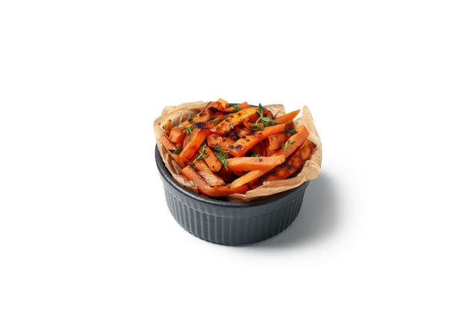 Concept of tasty food, fried sweet potato