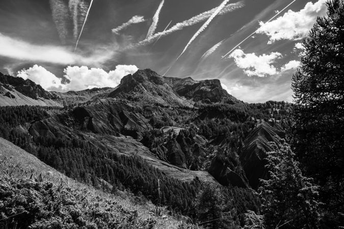 Barcelonnette Mountains in b&w in the French-Italian Alps
