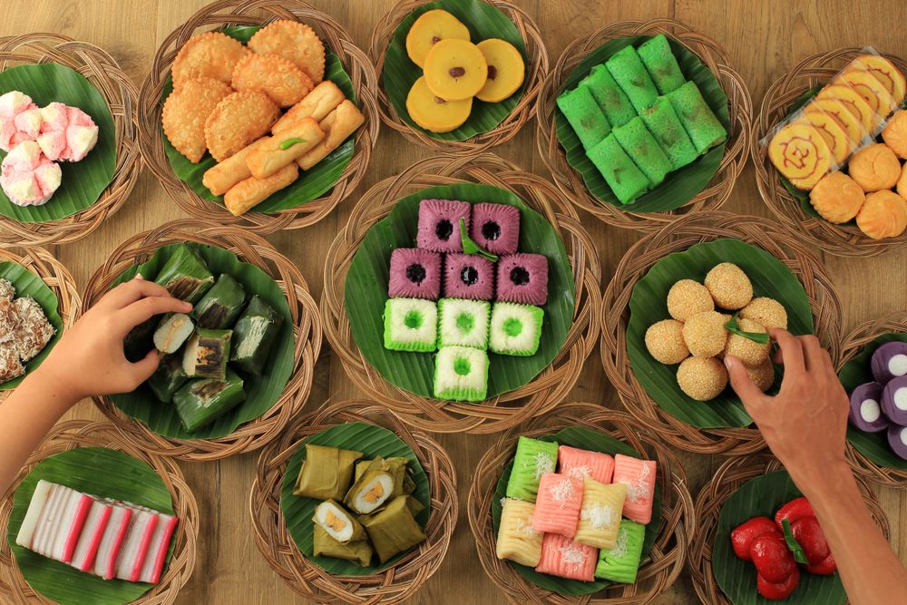 Jajan Pasar Festive Various Colorful Jajan Pasar, Traditional Indonesian Snack.
