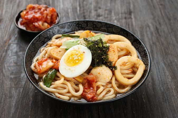 Korean Kimchi Udon Seafood Noodles
