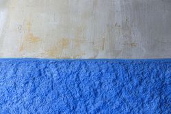 Blue facade of building