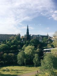 Gothic spire in European city