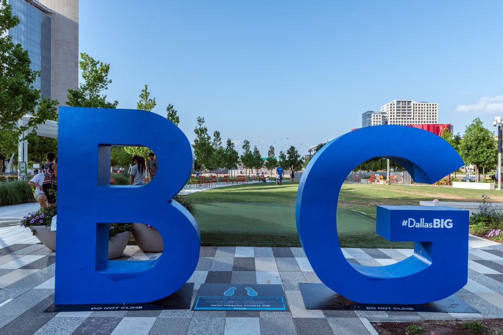The "BIG" sculpture (deliberately minus the "I") in Klyde Warren Park, Dallas, Texas