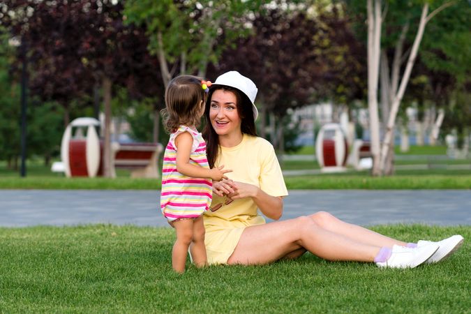 Toddler girl and mom
