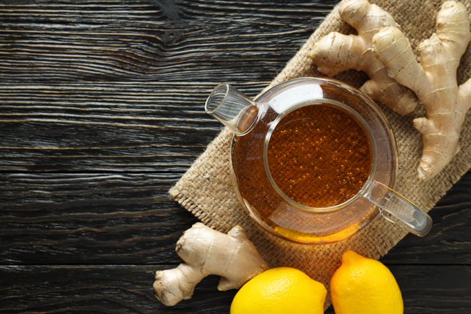 Cold treatment, healthcare concept - tea with ginger