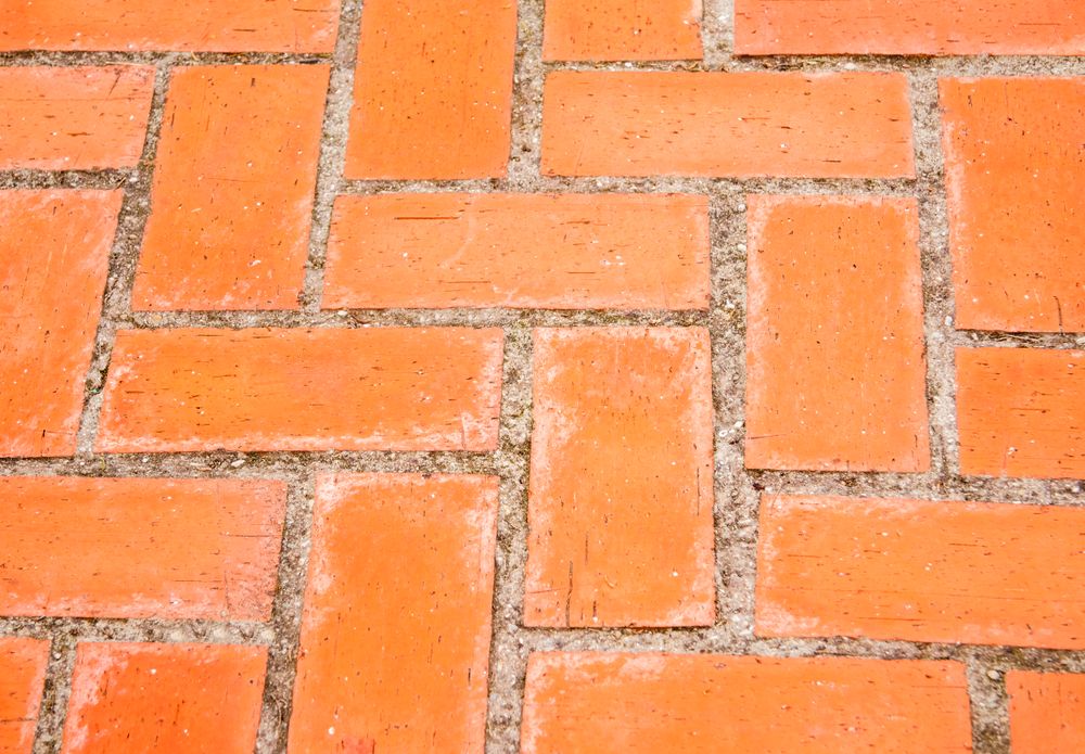 Background of rectangular orange brick paving stones