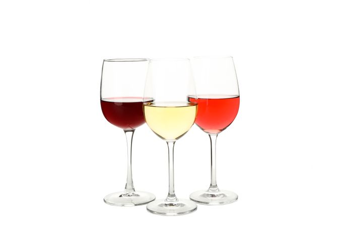 Glasses with wine isolated on plain background