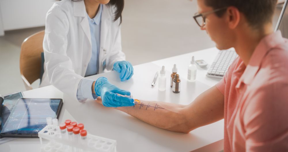 Close Up of a Patient Passing a Prick Scratch Allergy Test.