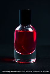 Red perfume bottle in dark studio 48BG1v