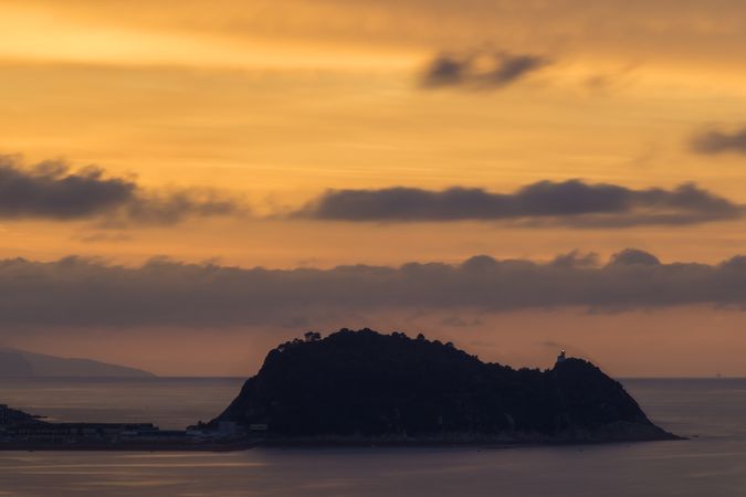 Picturesque seascape in golden sunset light