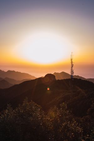Beautiful bright sunset in mountains