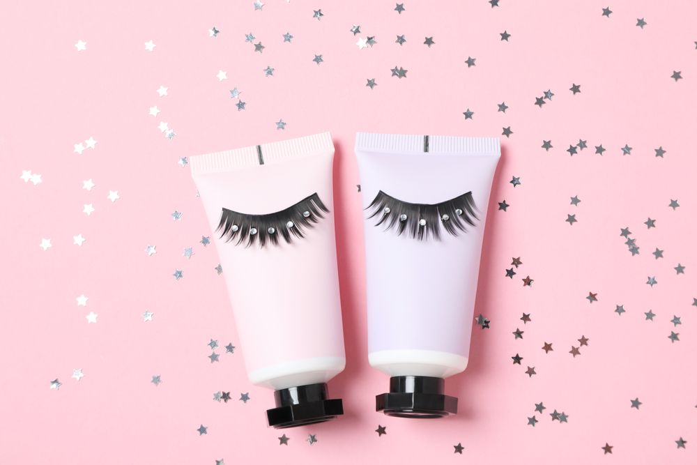 concept of cosmetology tools and beauty treatment, false eyelashes