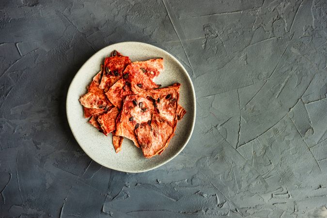 Plate of dried watermelon slices