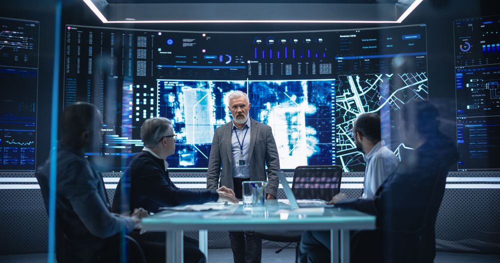 Team of Surveillance Experts Having a Meeting in a Secret Service Research Center.