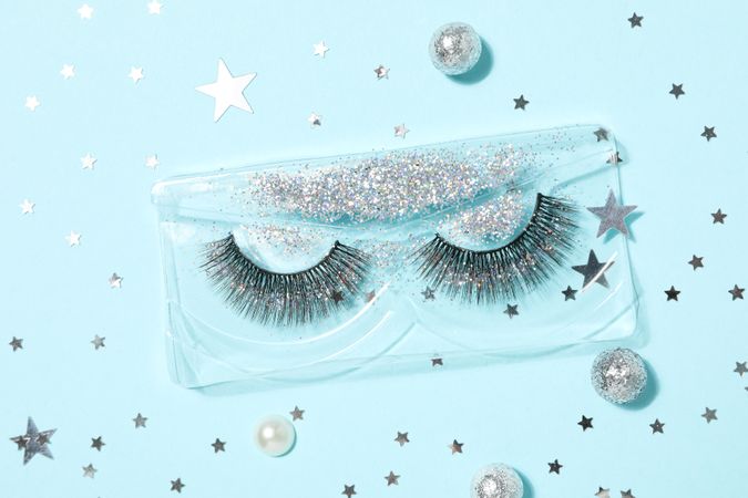 False eyelashes, concept of different makeup accessories