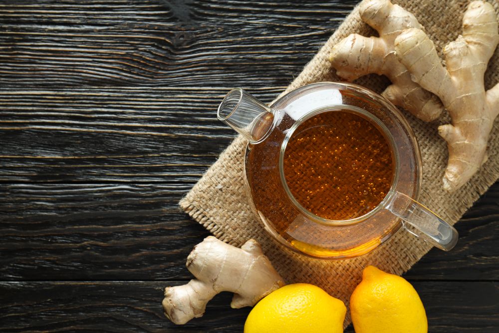 Cold treatment, healthcare concept - tea with ginger