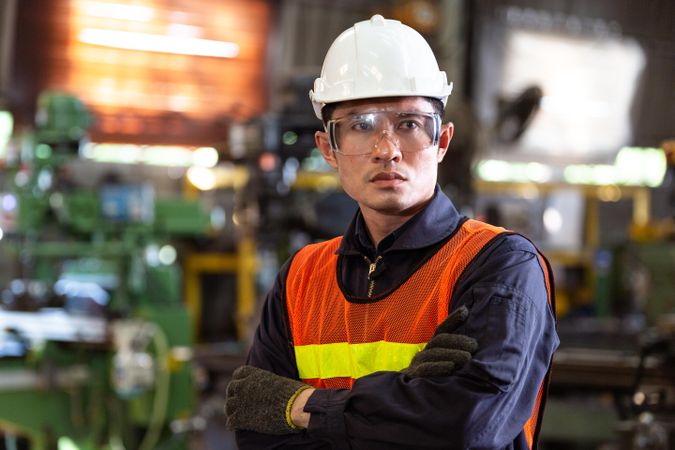 Portrait of confident Asian man engineer industrial foreman