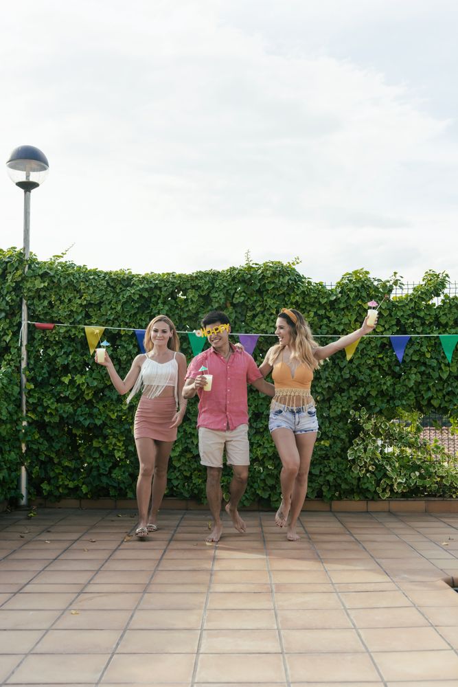 Group of friends having a pool party