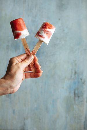 Watermelon and cream popsicles