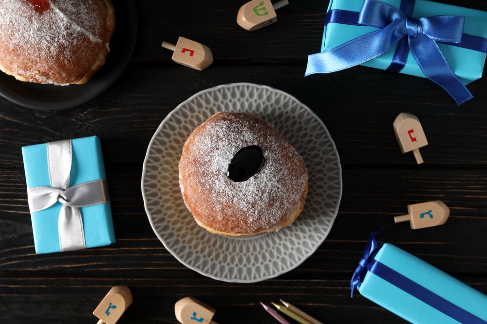 Concept of Jewish holiday, Hanukkah, top view