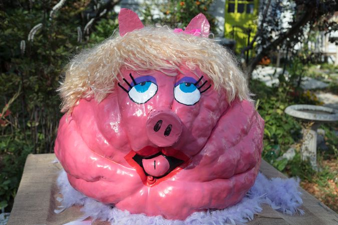 Pumpkin decorated as “Miss Piggy,” Damariscotta, Maine