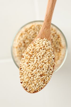 Roasted Sesame on Wooden Spoon
