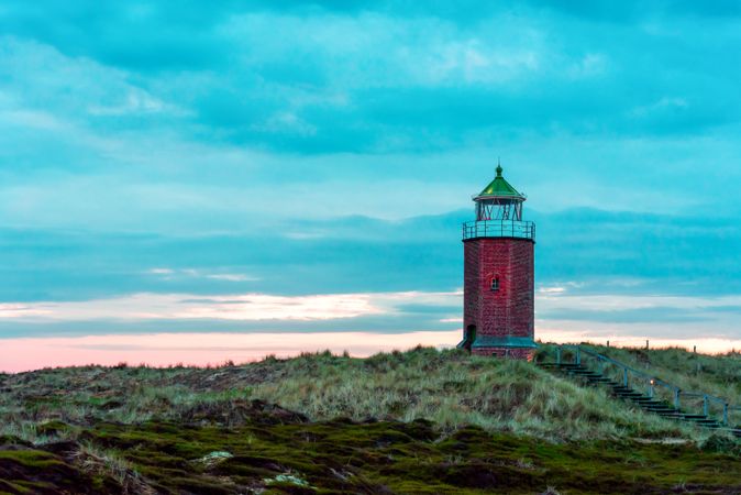 Red lighthouse at magic hour