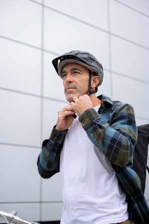 Serious man in trendy outfit