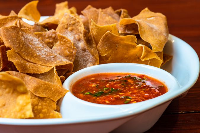 Mexican corn chips with salsa