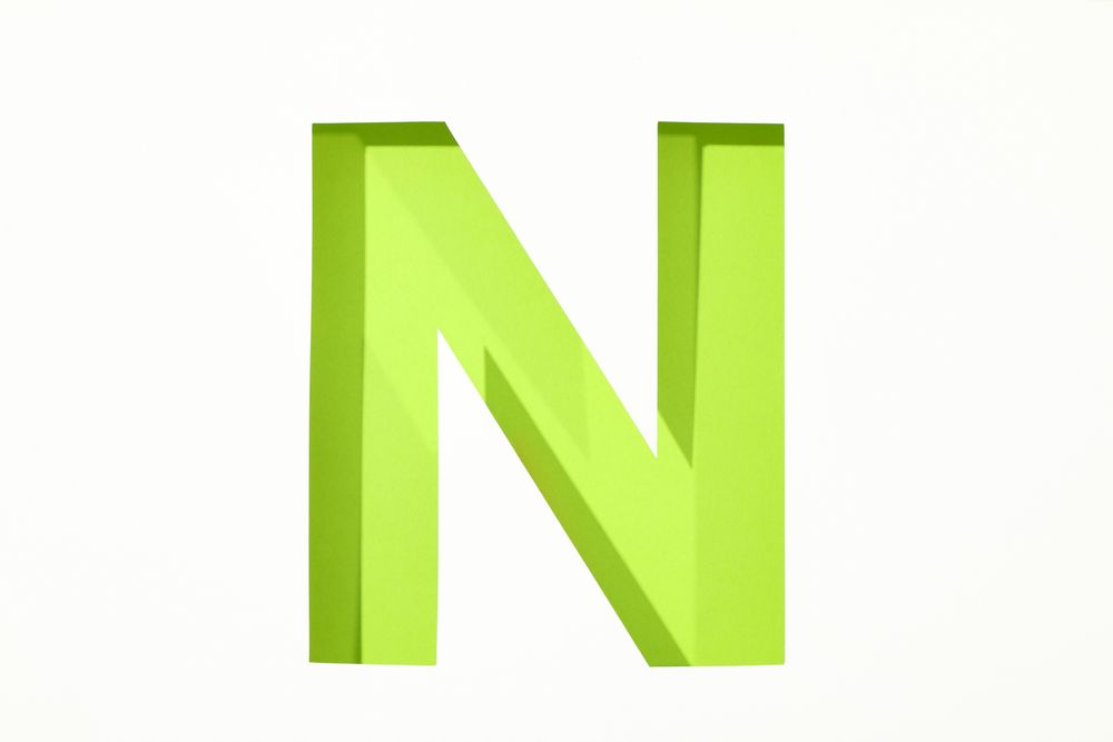 Color letter N on blank background, space for text