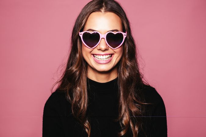 White fashion model posing with glasses