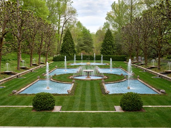 Array of fountains at Longwood Gardens in Kennett Square, Pennsylvania