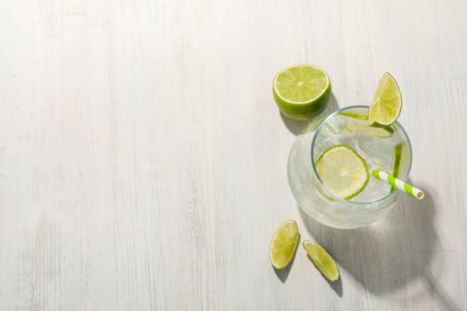 Glass of mojito, delicious fresh summer cocktail, space for text