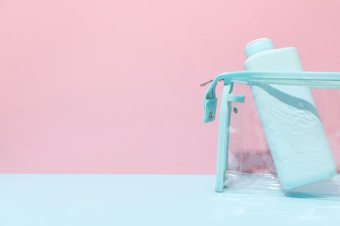 Bath accessories, toilet bag, space for text