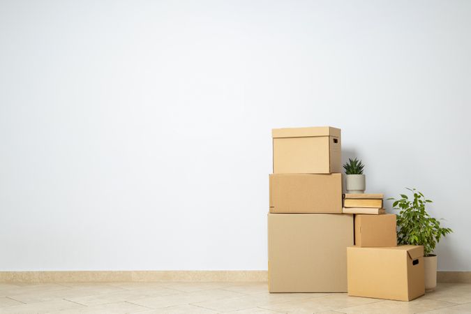 Concept of move in modern flat with boxes