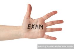 Open hand with the word “exam” written in marker bGVne4