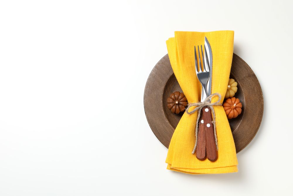 Concept of Thanksgiving day, Autumn table setting, space for text