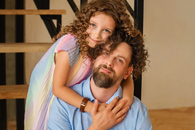 Dad and daughter at home