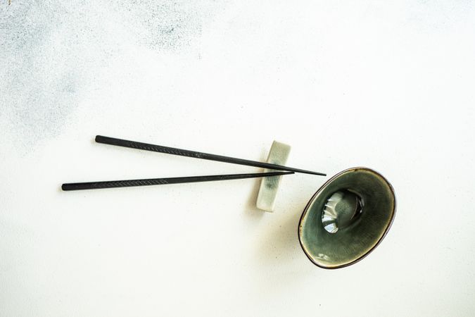 Small dipping bowl and Asian chopsticks