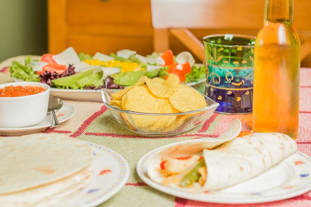 Traditional mexican food with a bowl of nachos