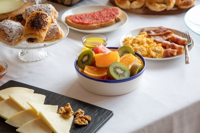 Colorful fruit plate from among beautiful dishes