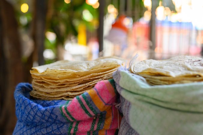 Pile of hot baked tortilla