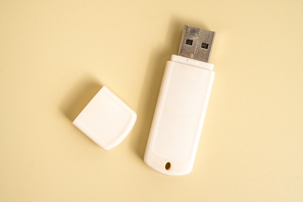 Isolated A USB flashdisk is laying on the table