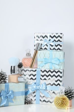 Concept of cosmetics, winter cosmetics, space for text