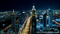 Dubai cityscape during night time 5qBDY4
