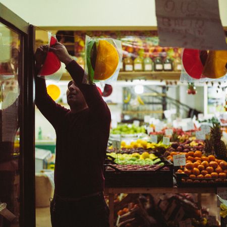 Man working in a grocery shop