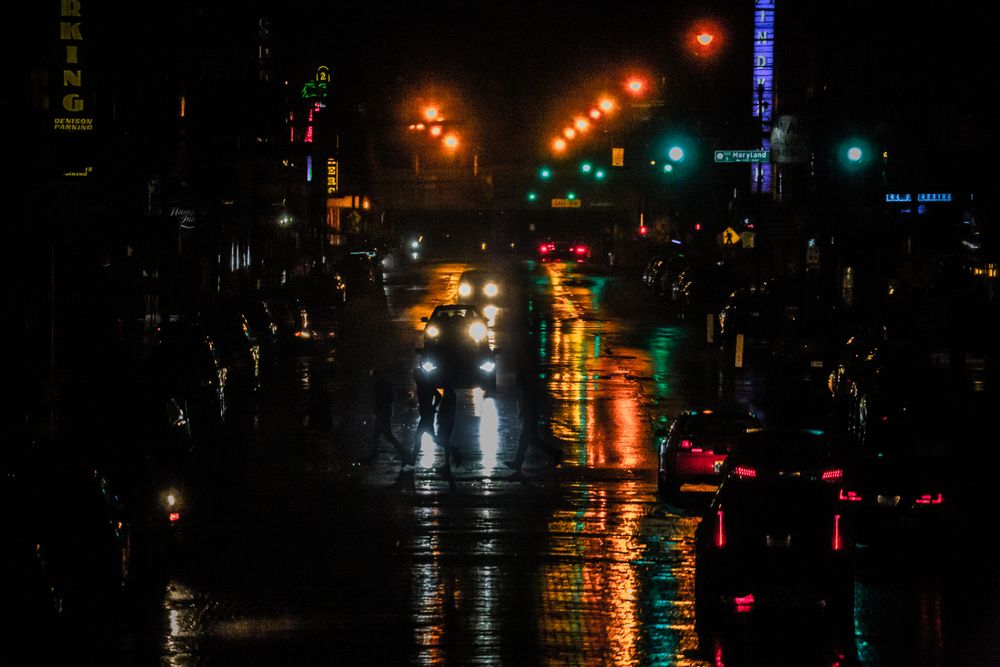 Cars on the road during night time