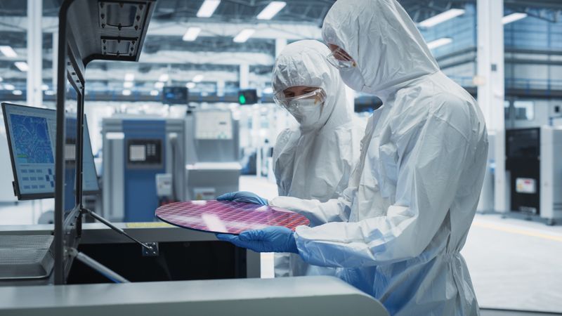 Scientists doing lab work
