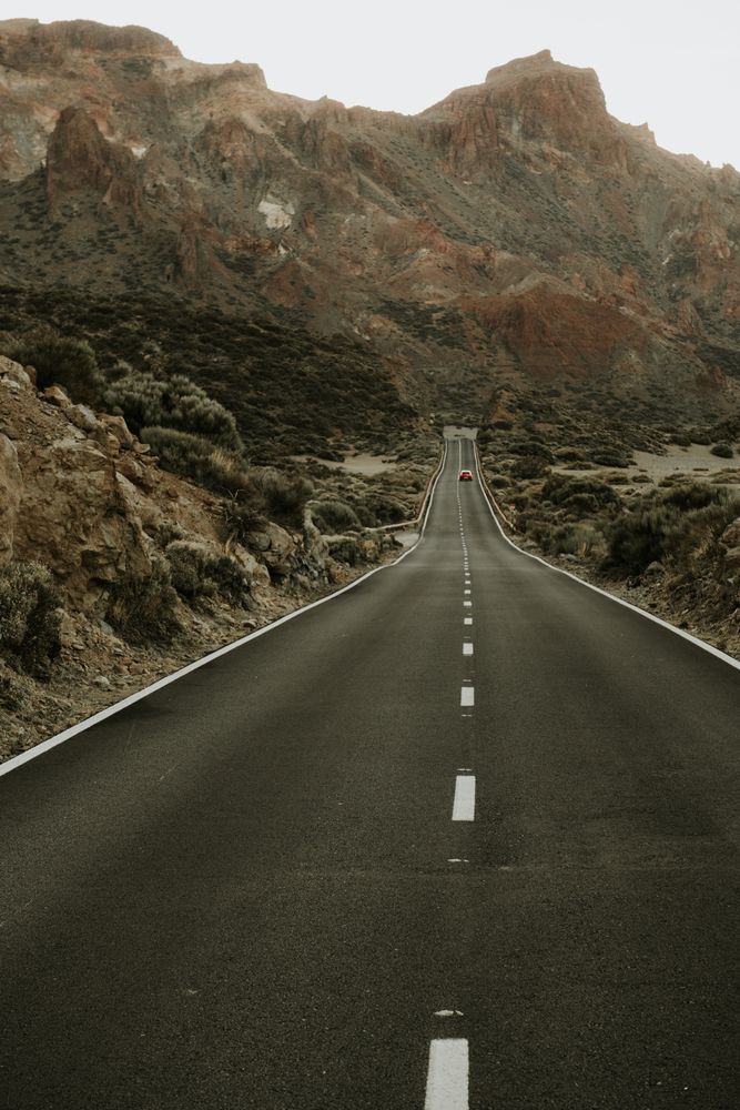 Road in desert to hills