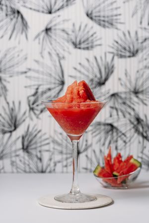 Frozen Watermelon Daiquiri and watermelon pieces
